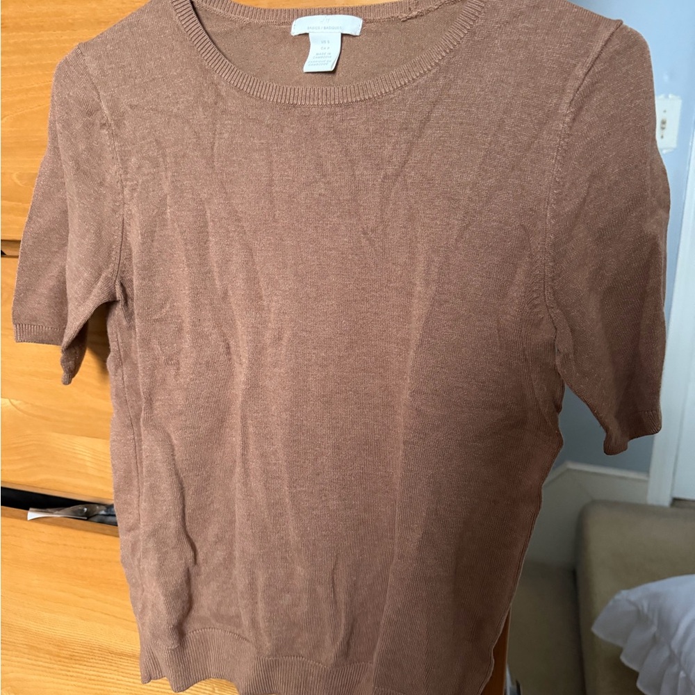H&M Brown Short Sleeve Women's Sweater